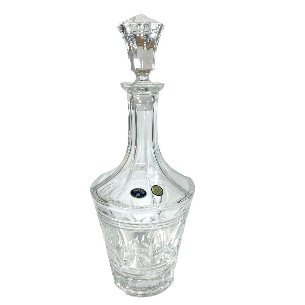 Bohemia Lead Crystal 24% PBO Decanter Made In Czech Republic MCM 14"x5.5"